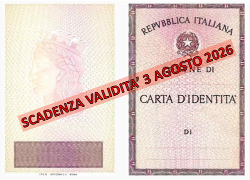 Scadenza validità carte di identità cartacee